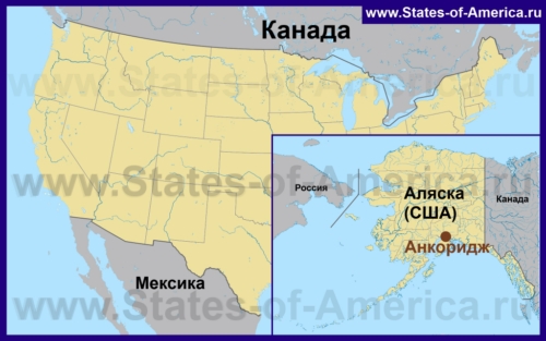 Анкоридж на карте США