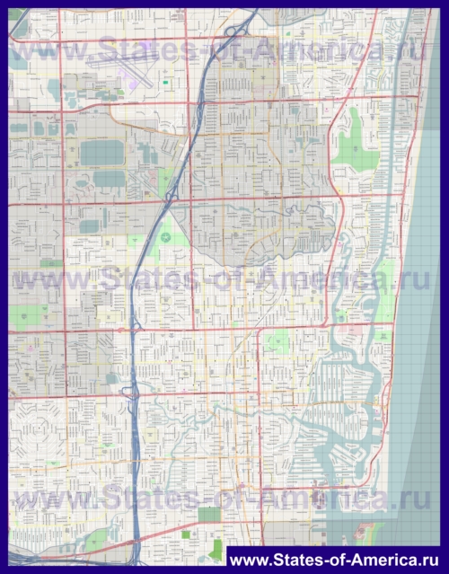 Подробная карта города Форт-Лодердейл