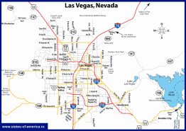 Подробная карта дорог Лас-Вегаса и окрестностей