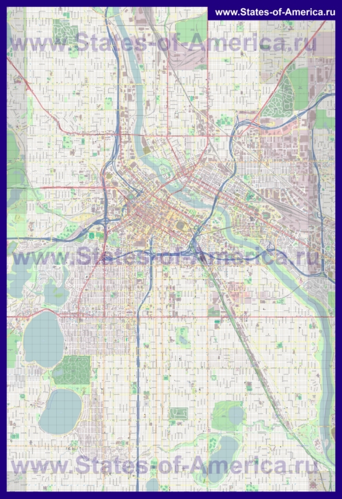Подробная карта города Миннеаполис