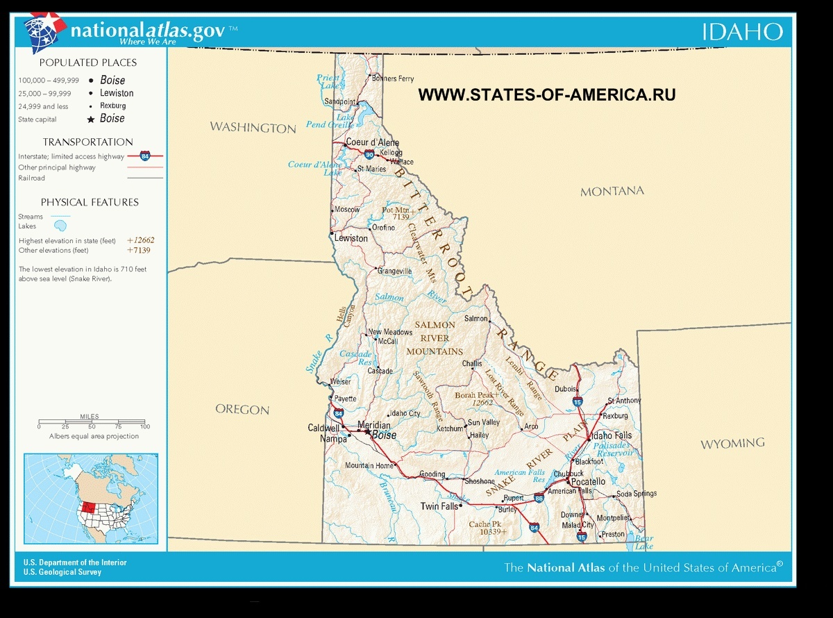 Карта дорог Айдахо