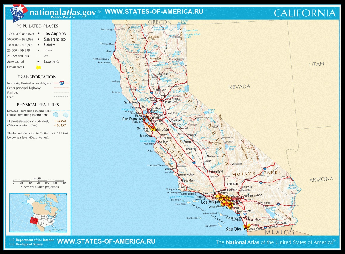 Карта дорог Калифорнии