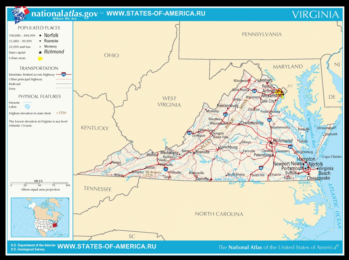 Карта дорог Вирджинии