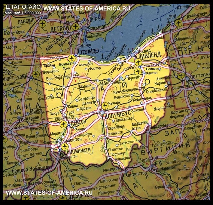 карта Огайо