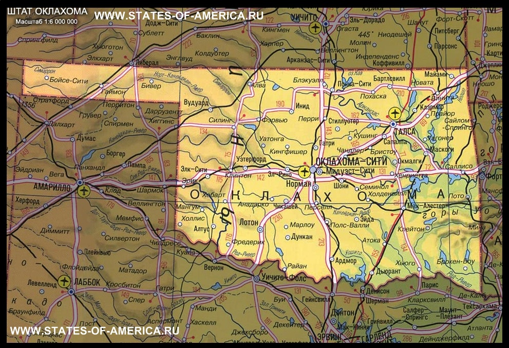 карта Оклахомы