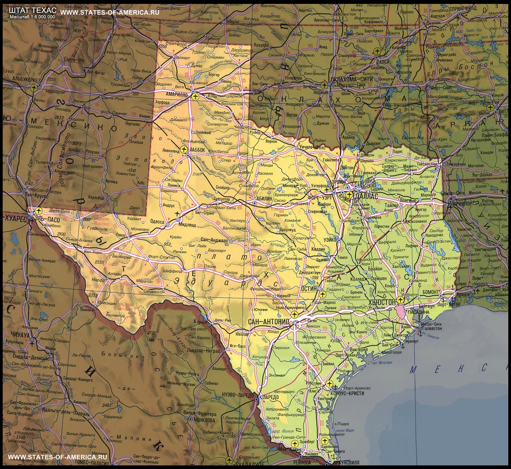 карта Техаса