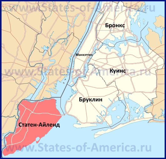 Статен-Айленд на карте Нью-Йорка