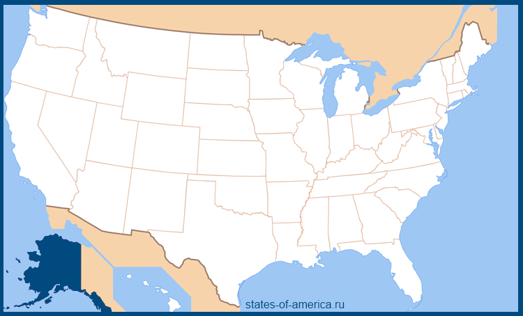 Штат Аляска на карте США