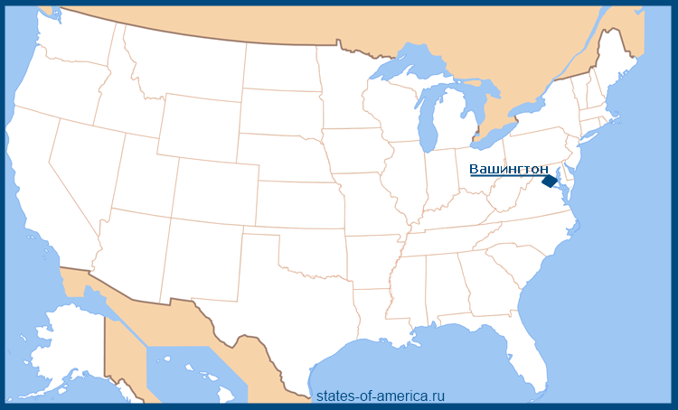 Город Вашингтон на карте США