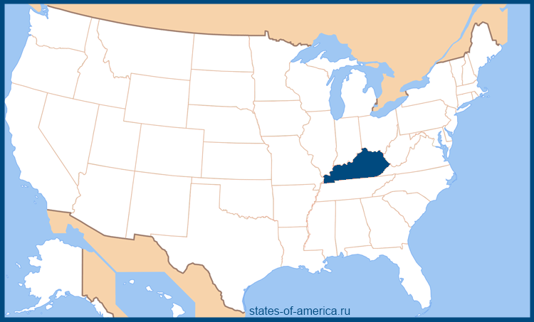 Штат Кентукки на карте США