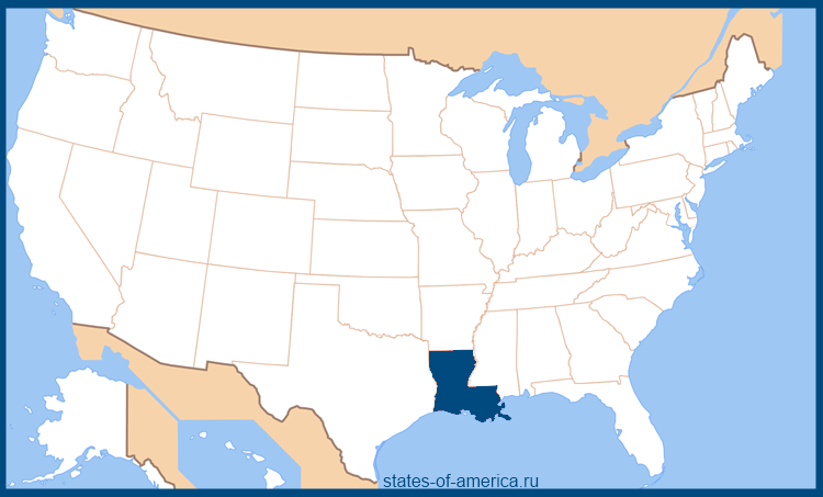 Штат Луизиана на карте США