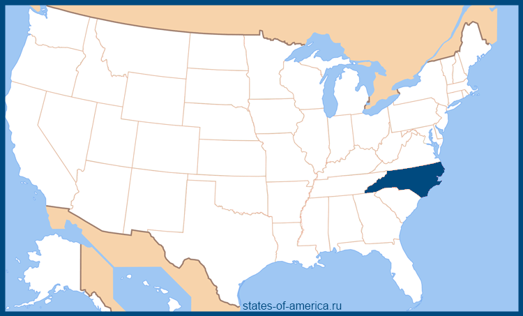 Штат Северная Каролина на карте США