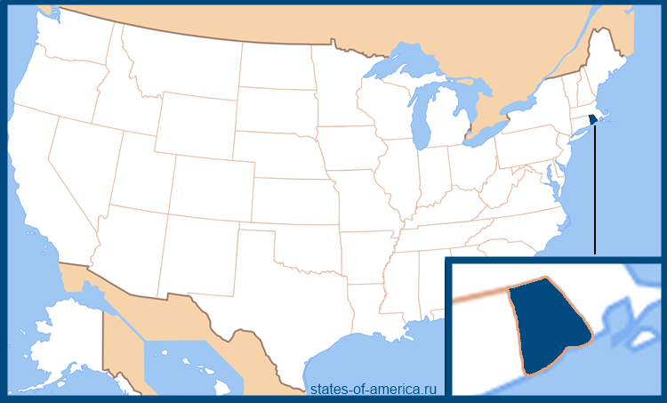 Штат Род-Айленд на карте США